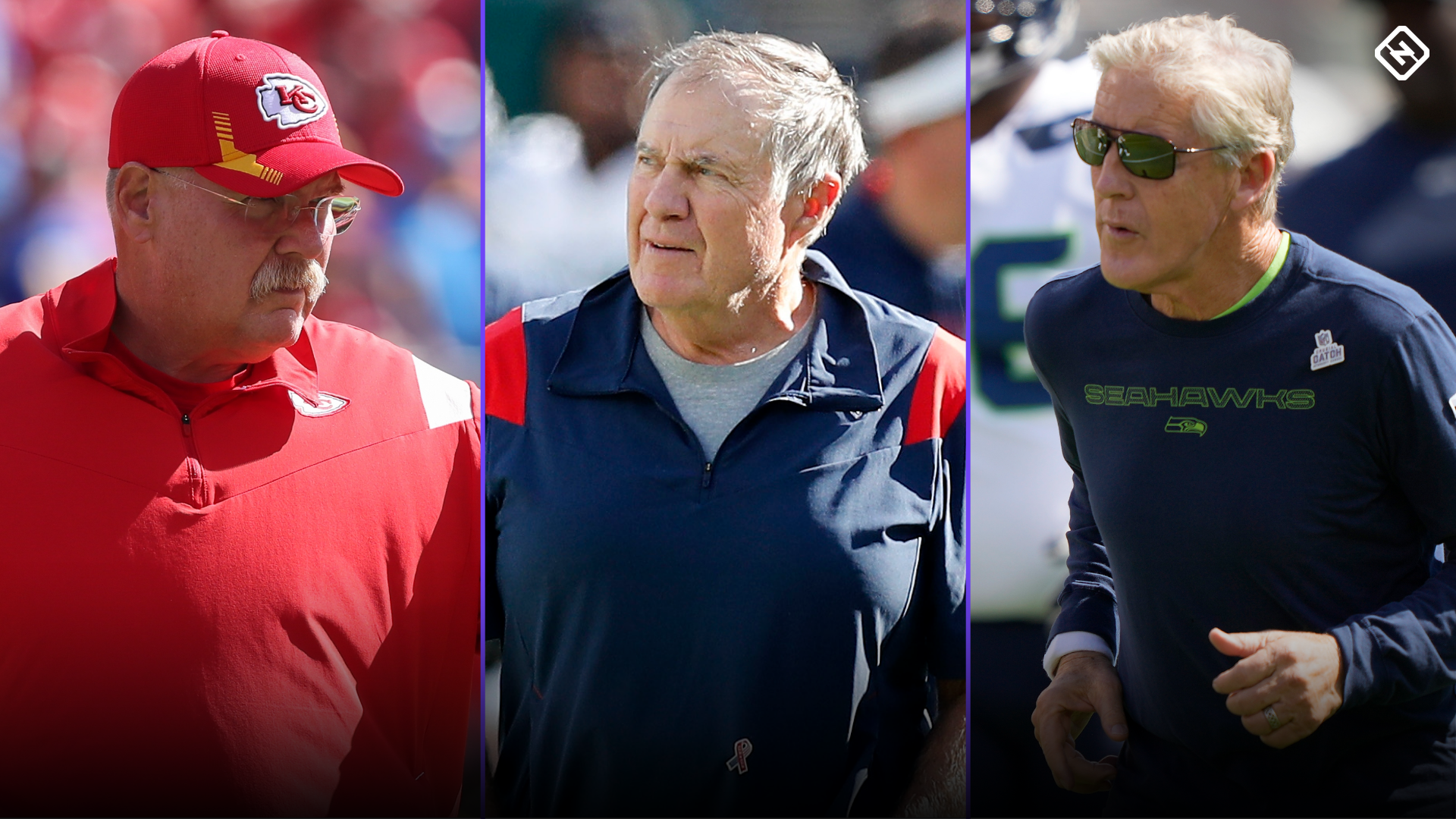 Oldest NFL Coaches In History: Where Do Pete Carroll, Bill Belichick, Other Active HCs Rank On All-Time List? - Sporting News 2 Andy-Reid-Bill-Belichick-Pete-Carroll-120321